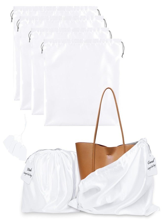 CAPHONT 4 Pack Dust Bags for Handbags, Purse Dust Bags for Storage with Drawstring, Satin Handbag Dust Cover Bags for Handbag Purse (White, 2 PCS, 24 x 20, 2 PCS, 19.5 x 16) - Image 1